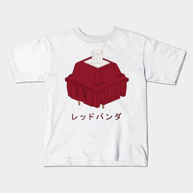 Red Panda Mechanical Keyboard Cherry MX Switch with Japanese Writing Kids T-Shirt by Charredsky